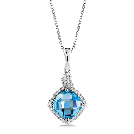 BLUE TOPAZ AND DIAMOND PENDANT IN 14K WHITE GOLD CGP133W-DBT