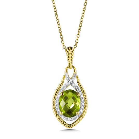 PERIDOT AND DIAMOND PENDANT IN 14K YELLOW GOLD CGP134Y-DPE