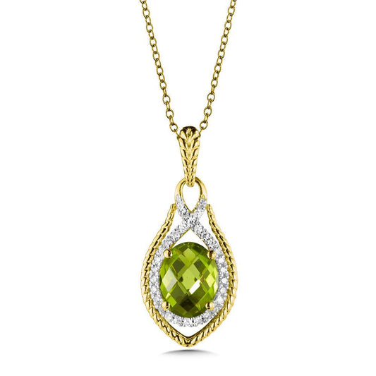 PERIDOT AND DIAMOND PENDANT IN 14K YELLOW GOLD CGP134Y-DPE