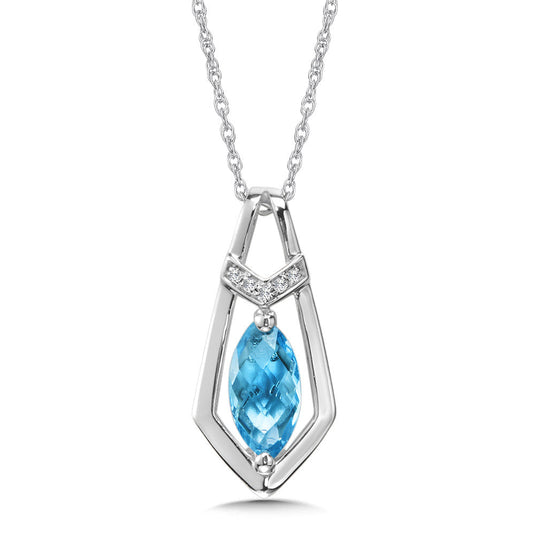 BLUE TOPAZ & DIAMOND PENDANT IN 14K WHITE GOLD CGP140W-DBT