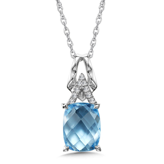 BLUE TOPAZ & DIAMOND PENDANT IN 14K WHITE GOLD CGP141W-DBT