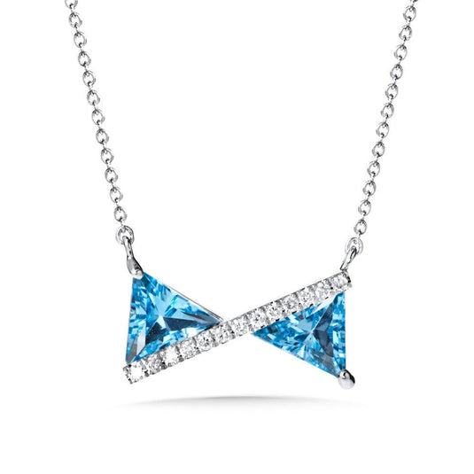 BLUE TOPAZ AND DIAMOND BOW TIE PENDANT CGP170W-DBT