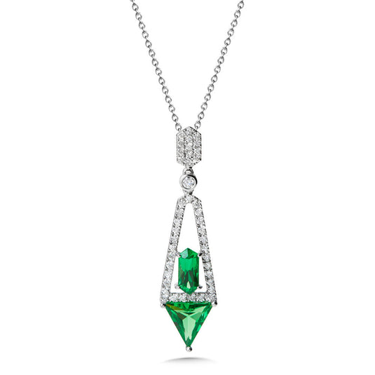GREEN QUARTZ AND DIAMOND DANGLE PENDANT CGP179W-DGQ