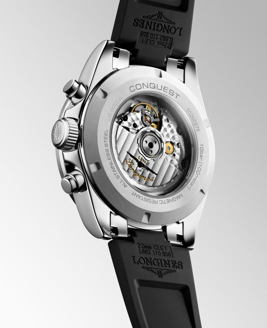 Longines Conquest Chronograph Automatic Watch, Ø 42.00 Mm, Stainless Steel And Ceramic Bezel. L3.835.4.32.9