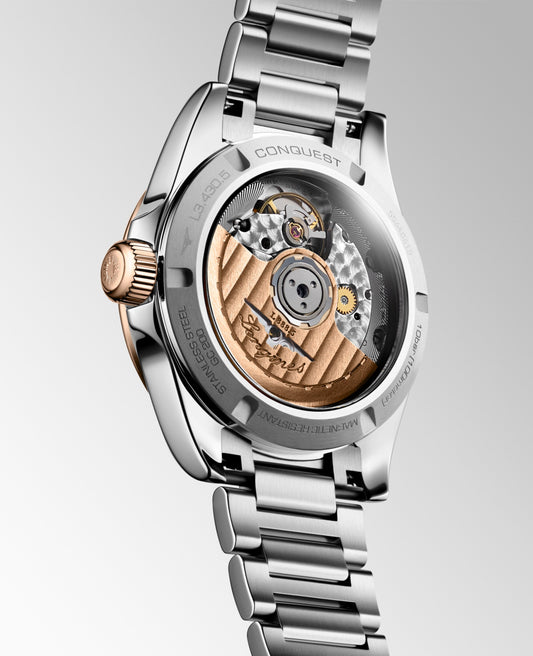 Longines Conquest Automatic Watch, Ø 34.00 Mm, Stainless Steel And 18 Karat Pink Gold Cap 200. L3.430.5.02.6