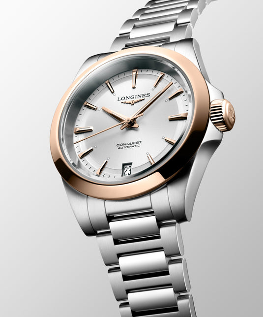 Longines Conquest Automatic Watch, Ø 34.00 Mm, Stainless Steel And 18 Karat Pink Gold Cap 200. L3.430.5.72.6