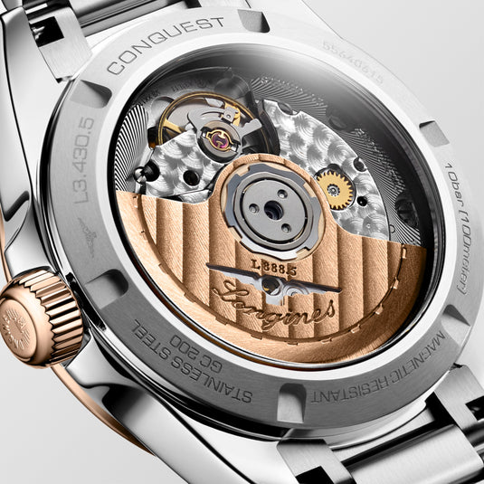 Longines Conquest Automatic Watch, Ø 34.00 Mm, Stainless Steel And 18 Karat Pink Gold Cap 200. L3.430.5.92.6