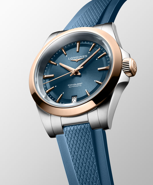 Longines Conquest Automatic Watch, Ø 34.00 Mm, Stainless Steel And 18 Karat Pink Gold Cap 200. L3.430.5.92.9