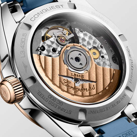 Longines Conquest Automatic Watch, Ø 34.00 Mm, Stainless Steel And 18 Karat Pink Gold Cap 200. L3.430.5.92.9