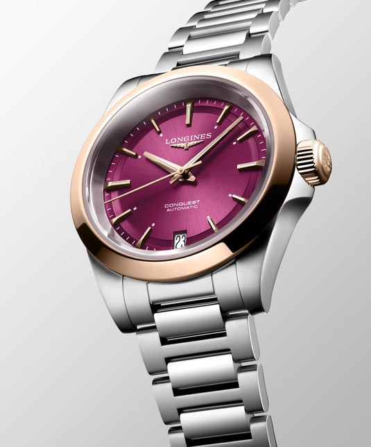Longines Conquest Automatic Watch, Ø 34.00 Mm, Stainless Steel And 18 Karat Pink Gold Cap 200. L3.430.5.98.6