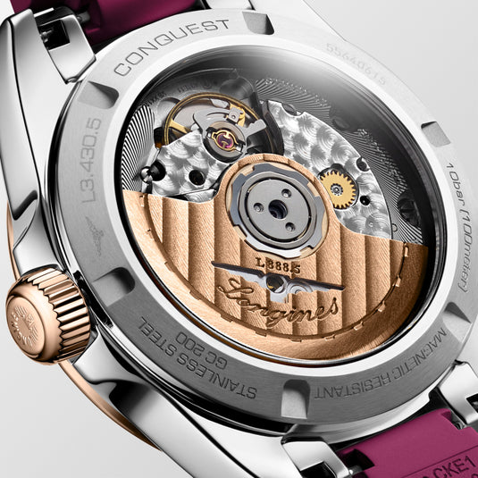 Longines Conquest Automatic Watch, Ø 34.00 Mm, Stainless Steel And 18 Karat Pink Gold Cap 200. L3.430.5.98.9