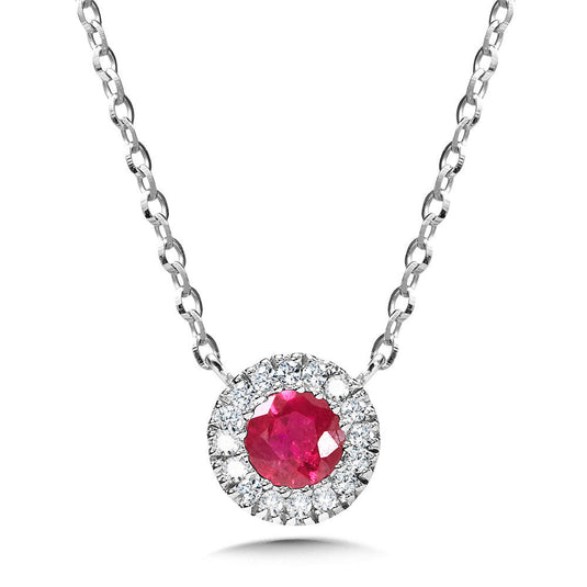 DIAMOND & RUBY HALO PENDANT PCR2559-W