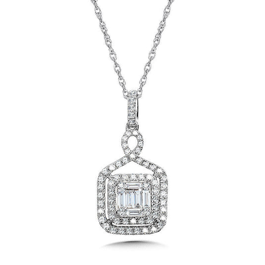 PLUMB COLLECTION DOUBLE-HALO TWIST CLUSTER DIAMOND PENDANT PDD3062-W