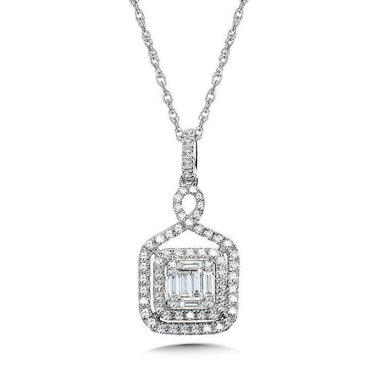 PLUMB COLLECTION DOUBLE-HALO TWIST CLUSTER DIAMOND PENDANT PDD3062-W