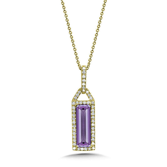 EMERALD-CUT AMETHYST AND DIAMOND PENDANT CGP163Y-DAM