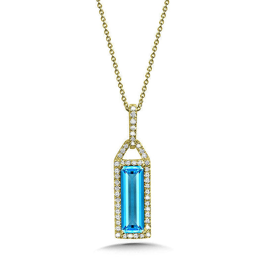 EMERALD-CUT BLUE TOPAZ AND DIAMOND PENDANT CGP163Y-DBT