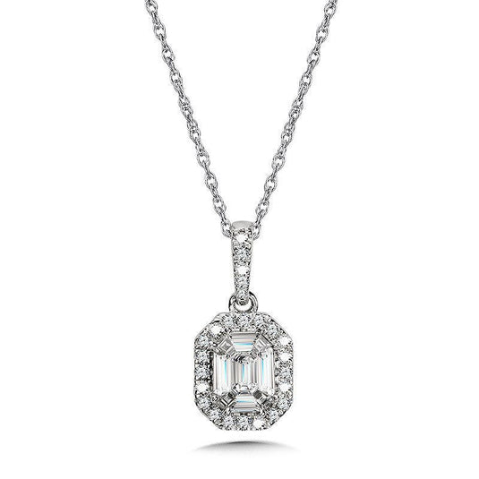 EMERALD ILLUSION PLUMB COLLECTION CLUSTER DIAMOND PENDANT PDD3067-W