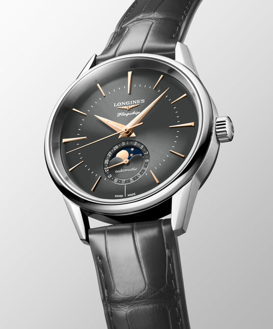 Longines Flagship Heritage Moonphase Automatic Watch, Ø 38.50 Mm, Stainless Steel. L4.815.4.52.2