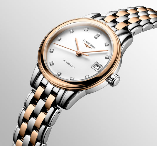 Longines Flagship Automatic Watch, Ø 26.00 Mm, Stainless Steel And Red Pvd Coating. L4.274.3.99.7