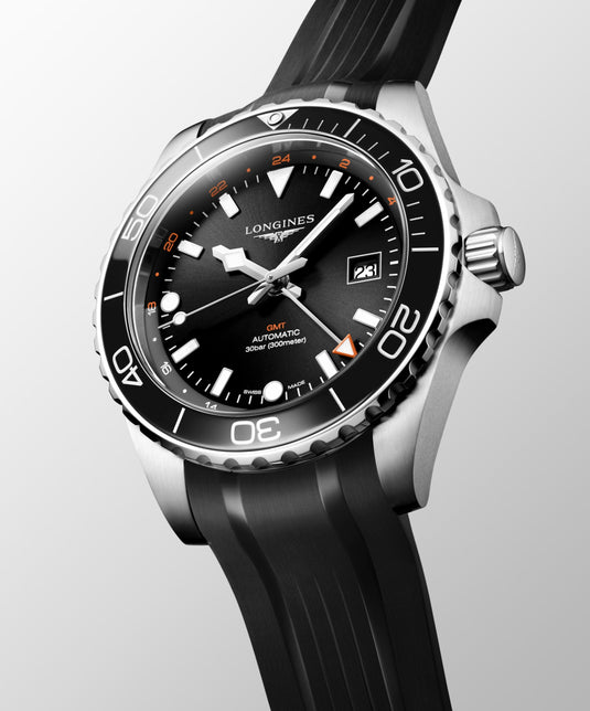 Longines Hydroconquest Gmt Automatic Watch, Ø 43.00 Mm, Stainless Steel And Ceramic Bezel. L3.890.4.56.9