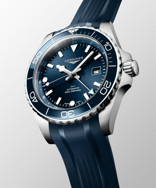 Longines Hydroconquest Gmt Automatic Watch, Ø 43.00 Mm, Stainless Steel And Ceramic Bezel. L3.890.4.96.9