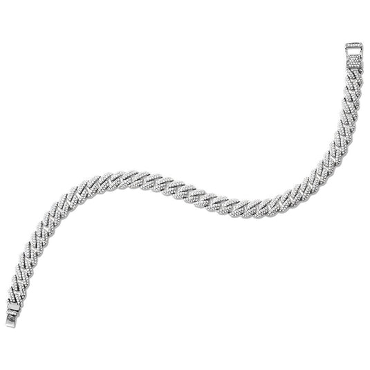 14K WHITE GOLD CUBAN LINK-N-LOVE PAVE-SET DIAMOND BRACELET (2.00 CTW) LDD430-W