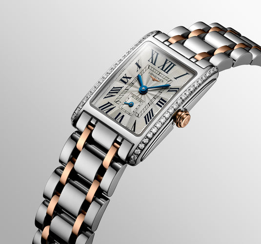 Longines Dolcevita Quartz Watch, 20.80 X 32.00 Mm, Stainless Steel With 18 Karat Pink Gold Crown. L5.255.5.79.7