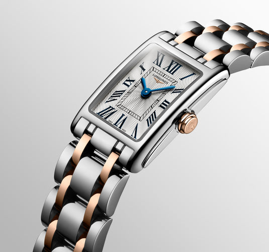 Longines Dolcevita Quartz Watch, 17.70 X 27.00 Mm, Stainless Steel With 18 Karat Pink Gold Crown. L5.258.5.71.7
