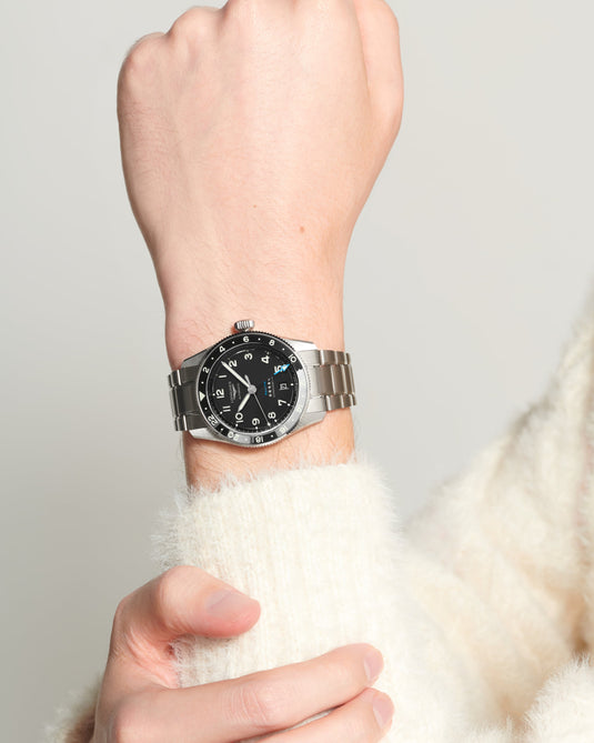 Longines Spirit Zulu Time Automatic Watch, Ø 39.00 Mm, Stainless Steel And Ceramic Bezel. L3.802.4.53.6