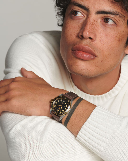 Longines Spirit Zulu Time Automatic Watch, Ø 39.00 Mm, Stainless Steel And 18 Karat Yellow Gold Cap 200. L3.802.5.53.2