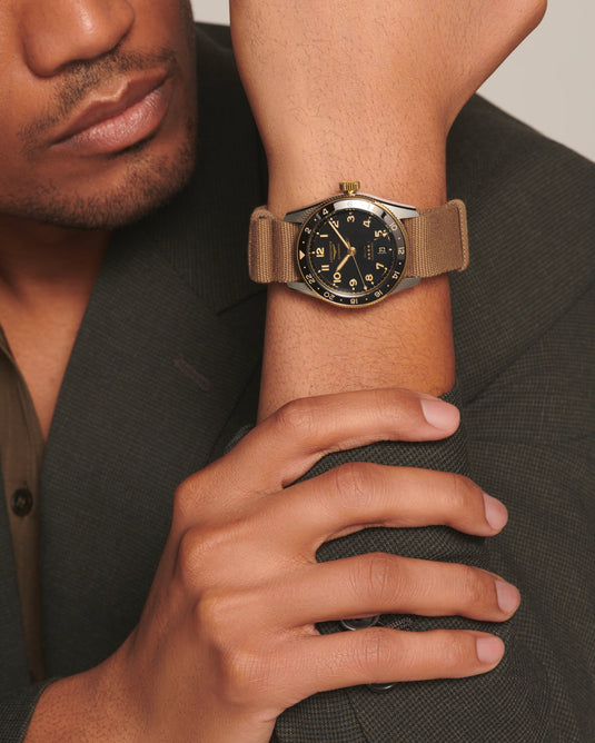 Longines Spirit Zulu Time Automatic Watch, Ø 39.00 Mm, Stainless Steel And 18 Karat Yellow Gold Cap 200. L3.802.5.53.9