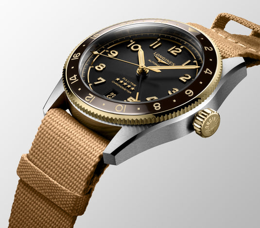 Longines Spirit Zulu Time Automatic Watch, Ø 39.00 Mm, Stainless Steel And 18 Karat Yellow Gold Cap 200. L3.802.5.53.9