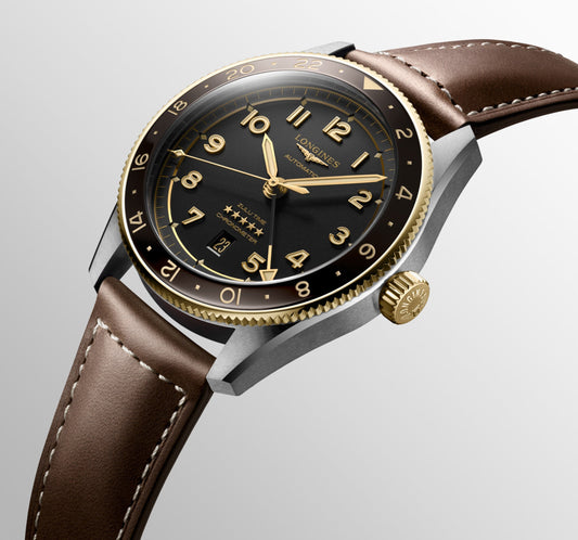 Longines Spirit Zulu Time Automatic Watch, Ø 42.00 Mm, Stainless Steel And 18 Karat Yellow Gold Cap 200. L3.812.5.53.2
