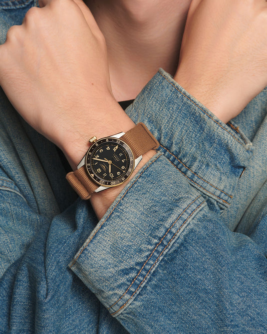 Longines Spirit Zulu Time Automatic Watch, Ø 42.00 Mm, Stainless Steel And 18 Karat Yellow Gold Cap 200. L3.812.5.53.9