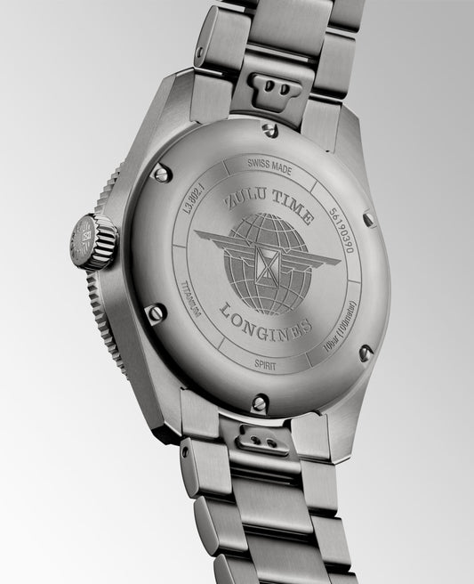 Longines Spirit Zulu Time Titanium Automatic Watch, Ø 39.00 Mm, Titanium And Ceramic Bezel. L3.802.1.53.6
