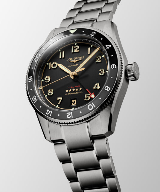 Longines Spirit Zulu Time Titanium Automatic Watch, Ø 39.00 Mm, Titanium And Ceramic Bezel. L3.802.1.53.6