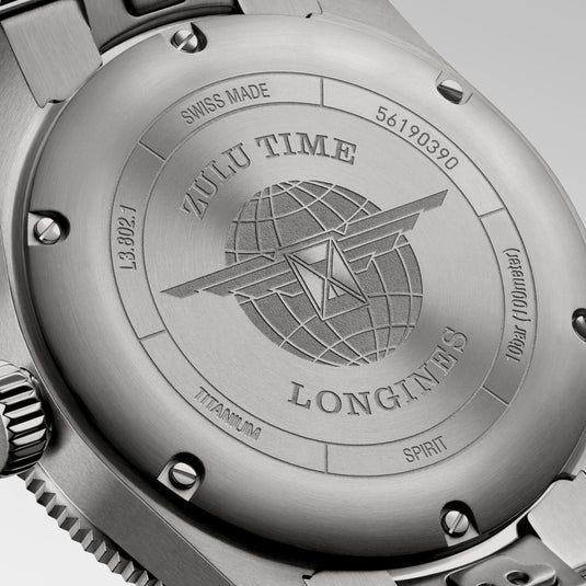 Longines Spirit Zulu Time Titanium Automatic Watch, Ø 39.00 Mm, Titanium And Ceramic Bezel. L3.802.1.53.6