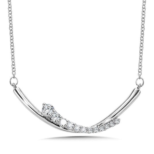 LOVE MOMENTS CURVED GRADUATING DIAMOND BAR PENDANT PDD3154-W