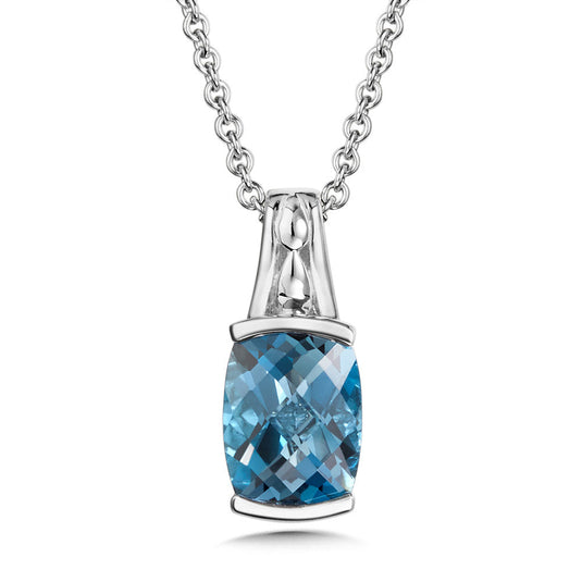 BLUE TOPAZ PENDANT IN STERLING SILVER LVP806-LBBT