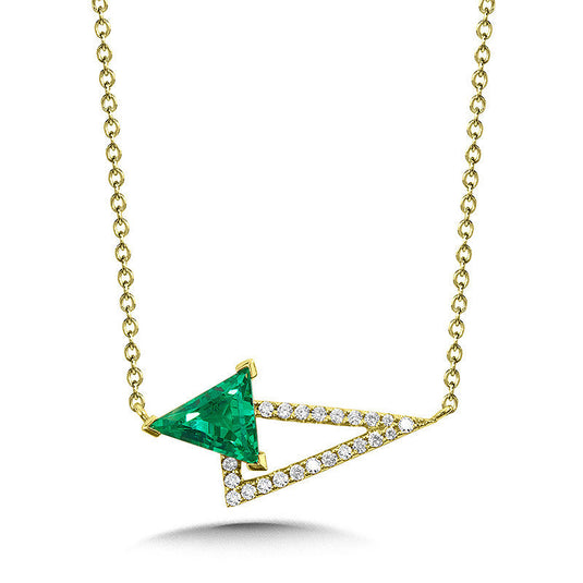OVERLAPPING TRIANGULAR DIAMOND AND GREEN QUARTZ NECKLACE CGP767Y-DGQ