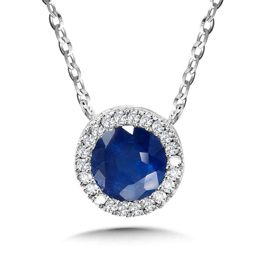 SAPPHIRE & DIAMOND HALO PENDANT PCS2560-W