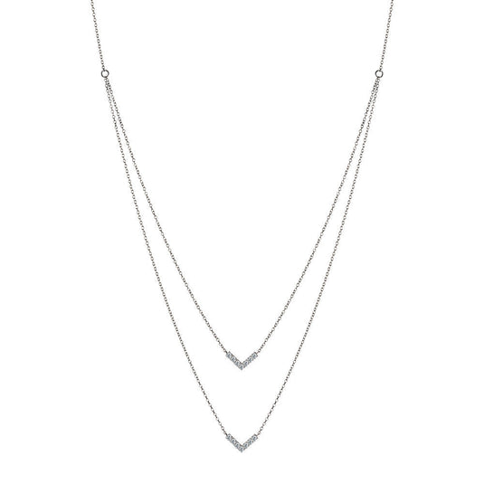 DUAL-CHAIN LAYERED DIAMOND NECKLACE PDD2877-W