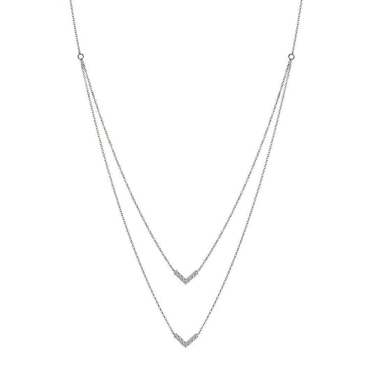 DUAL-CHAIN LAYERED DIAMOND NECKLACE PDD2877-W