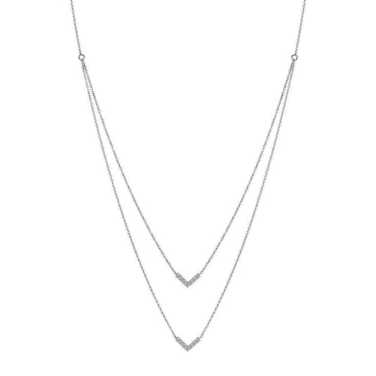 DUAL-CHAIN LAYERED DIAMOND NECKLACE PDD2877-W