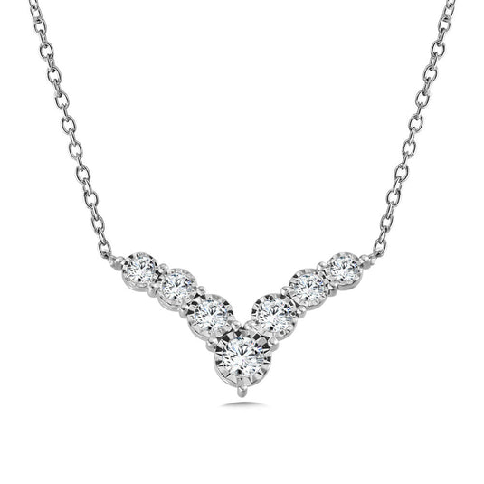 14K WHITE GOLD CHEVRON DIAMOND PENDANT PDD2933-W