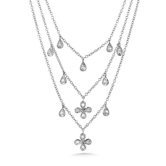 14K WHITE GOLD LAYERED DIAMOND NECKLACE PDD2978-W