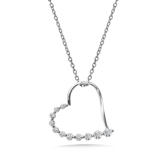 14K WHITE GOLD DIAMOND HEART PENDANT PDD2982-W