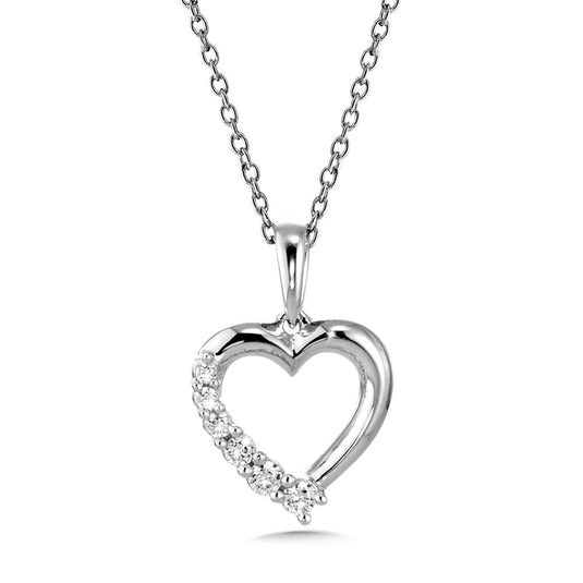 14K WHITE GOLD DIAMOND HEART PENDANT PDD2983-W