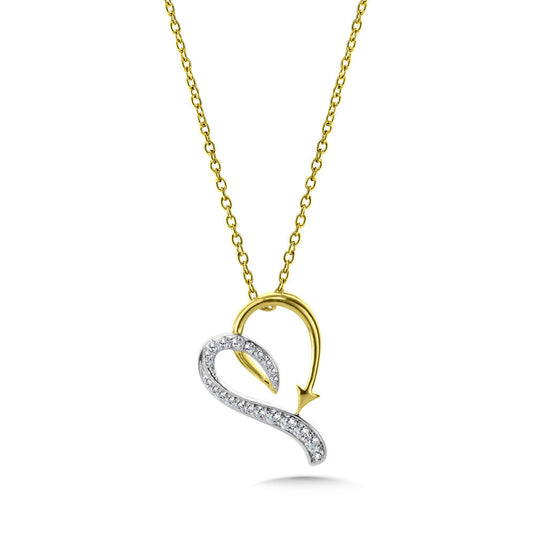 14K WHITE AND YELLOW GOLD DIAMOND HEART PENDANT PDD2985-T