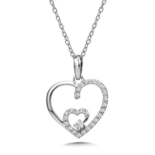 14K WHITE GOLD DIAMOND HEART PENDANT PDD2986-W